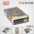 AC-DC LED power supply S-60-5 CE approved 60w 12a 220vac to 5vdc converter single output switching power supply